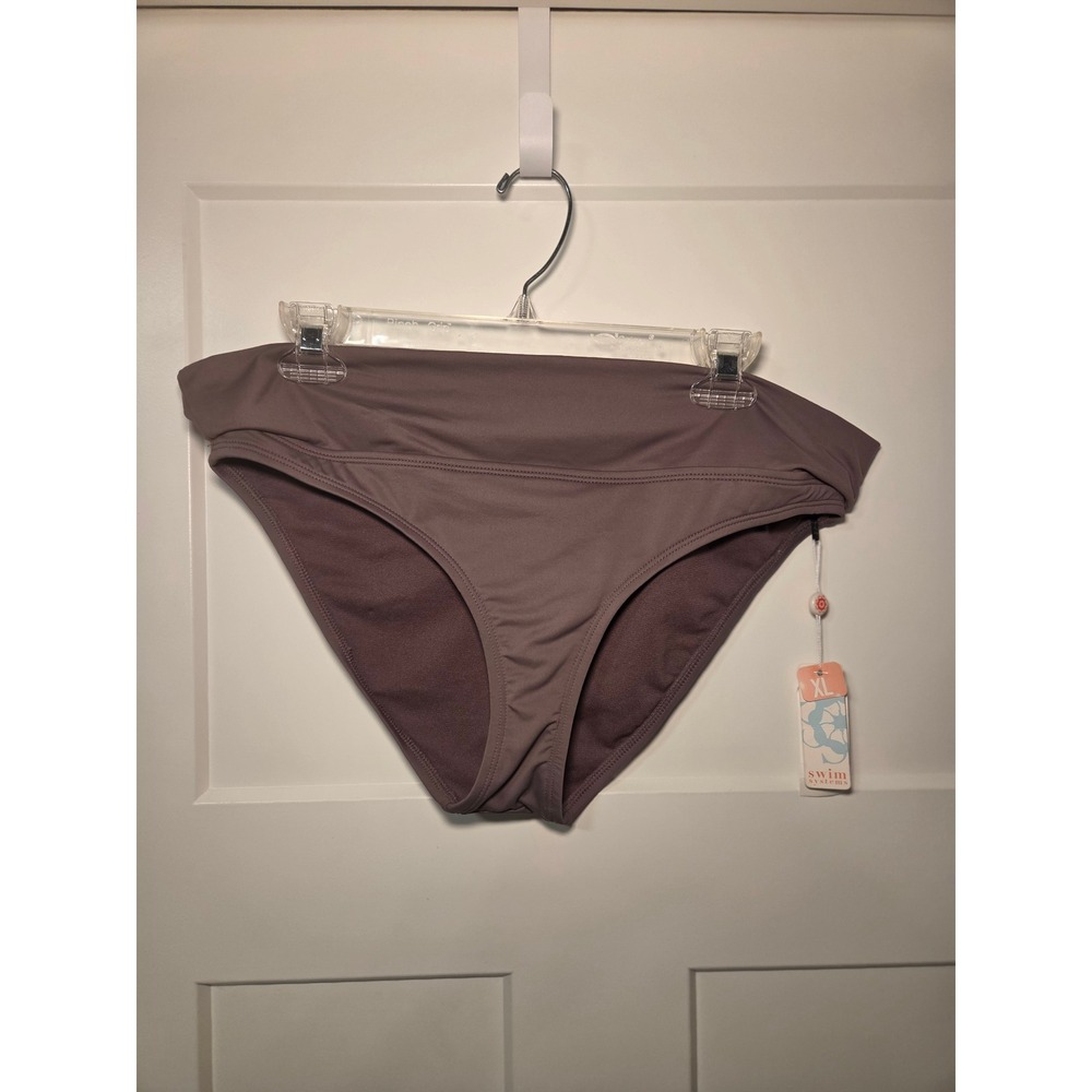 Swim Systems Outlaw Bikini Bottom Pebble Brown Fold Over Waist C220 XL NWT